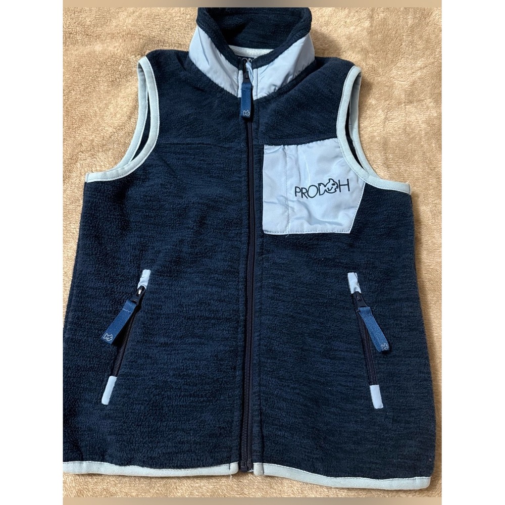 PRODOH Kids Fleece Vest Navy Blue Full Zip Mock Neck Size 4T Outdoor Layering